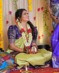 Hariprriya Instagram - 💙💚

Photography - @storiesby.rg 
Decor - @eventia_mysore 
Bridal Styling - @stilerush_by_varshinijanakiram 
Bridal blouse - @itihas_sagar 
Bridal jewellery- @sriganeshjewellers 

#simhapriya #wedding #love #vasishtasimha #hariprriya