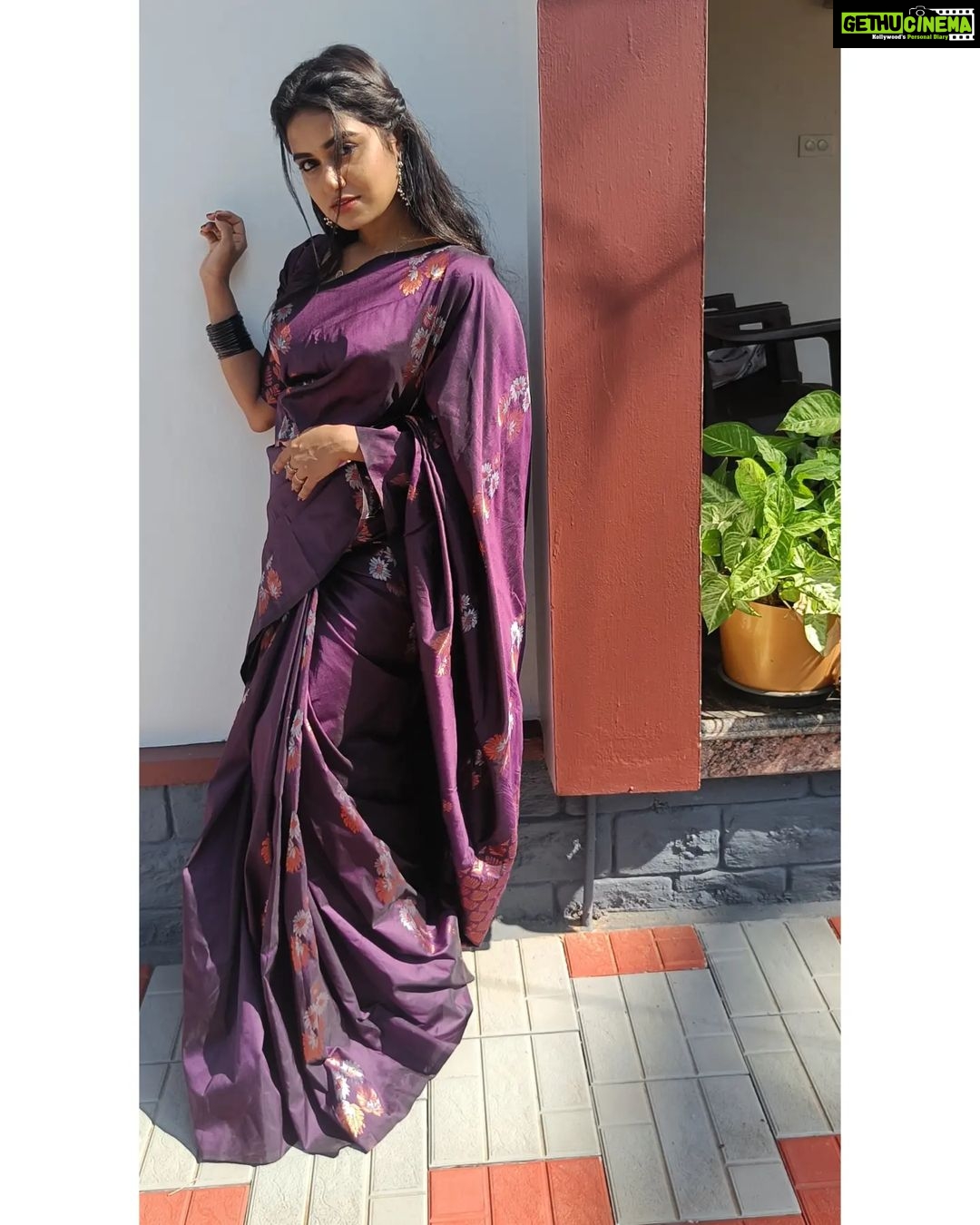 Haritha G Nair Instagram - 🦋🦋🦋 . . . Saree: @kichusfashion