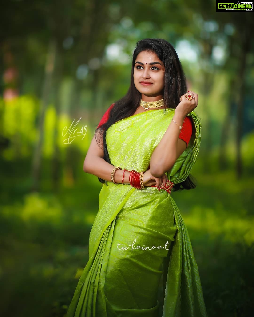 Haritha G Nair Instagram - 💚Every saree talks with👗: @tu_kainaat_saree💚 📸: @mr45._