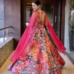 Helly Shah Instagram - Beaming like a Rose 🌹 Lehenga (That I am obsessed with ) ~ @lapink_by_knareshkumar ❤️✨ Clicked by ~ @kapil_photo_graphy