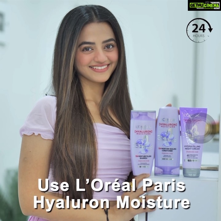 Helly Shah Instagram - Hyaluronic acid gives my hair 72 hours of hydration, shine & bounce. Try the new L’Oréal Paris Hyaluron Moisture Range today for instant transformation!