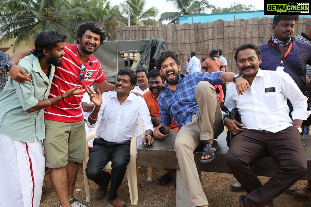 Hiphop Tamizha Instagram - Illa pa ! thani thaniya thaney asinga padathunaanga 😁 With Mullai Anna, @sharathravi_ bro, @aswinfilm & @dheena_offl !
