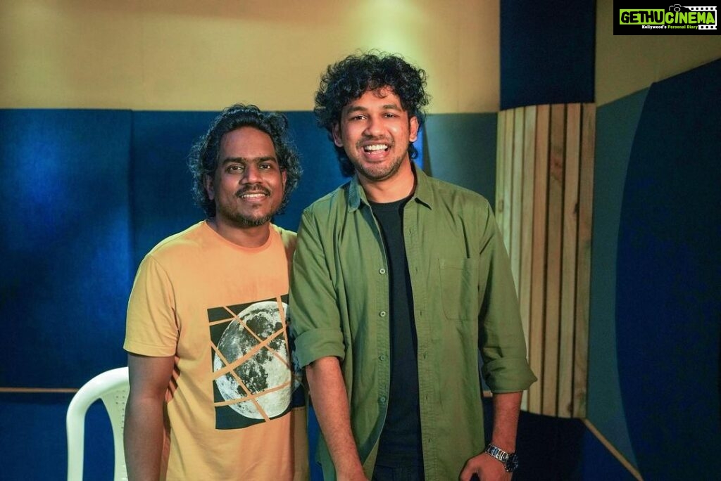 Hiphop Tamizha Instagram - I was his number one fan when i was a kid, Now im making songs with him - thats success kids Few years back when i rapped these lines for him it was like a dream come true for me. But now, DAMN!!! he sang for me 😮 This is beyond dreams ❤️ Thank you @itsyuvan anna 🙏🏻🙏🏻🙏🏻 #arakkiye from #anbarivu already streaming on all platforms ❤️🔥