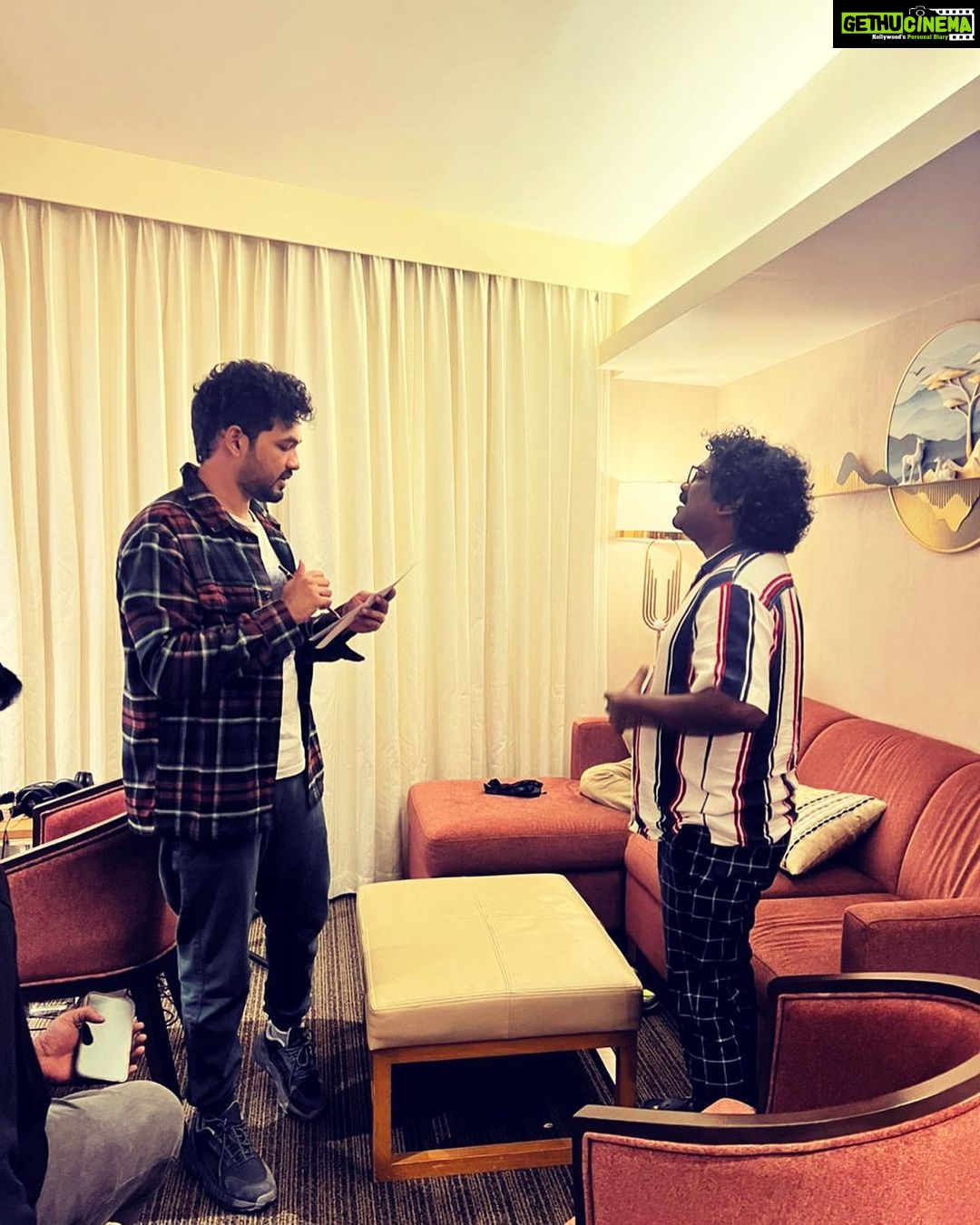 Hiphop Tamizha Instagram - Late post but still shoutout to this energy ball 🔥 congrats @chandraboselyricist anna for winning the golden globe ❤️🤟🏻