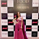 Isha Rikhi Instagram - Thank you for having me 💜 Times Food & Nightlife Awards2023. Your awards are always so much fun! @timesfoodnightlife Outfit @rachitkhannaofficial Earrings @thefashionparadestore #TOI #TFNA2023 #chandigarhtimes