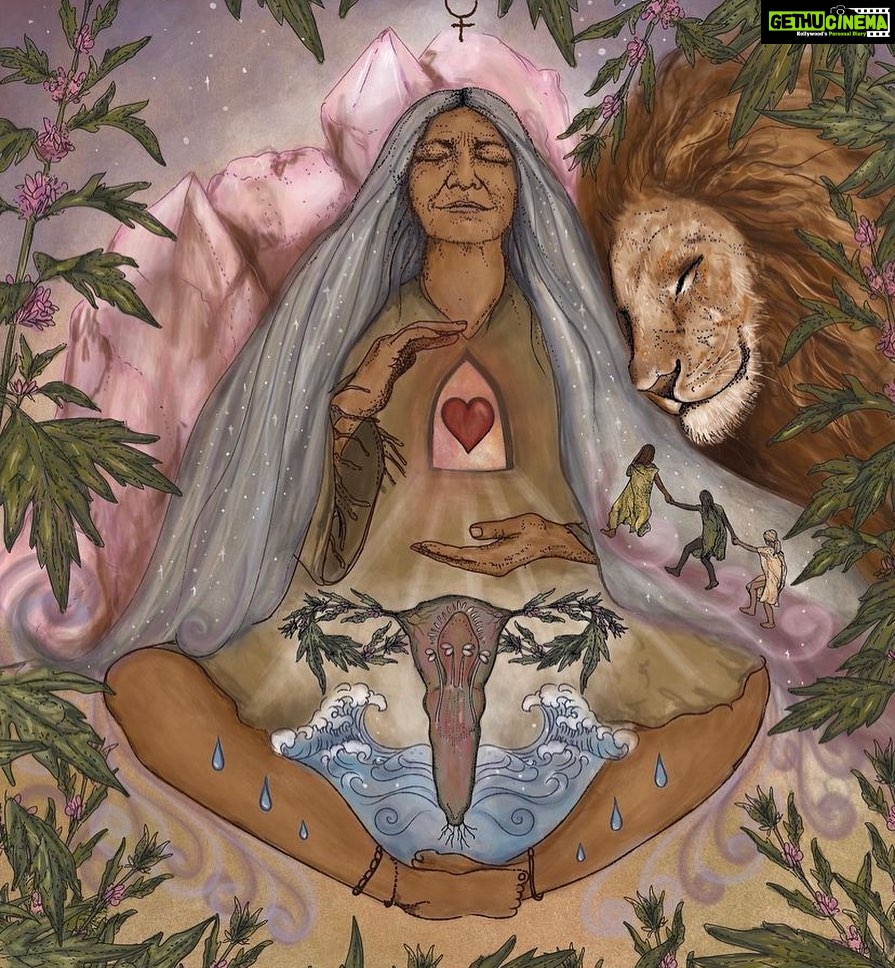 Jewel Mary Instagram - Woman @soulart.klerks ❤️❤️❤️ #divinefeminine Mother wort mama a painting by @soulart.klerks Mother wort is a medicine herb , the painter has portrayed this mother herb as a divine feminine