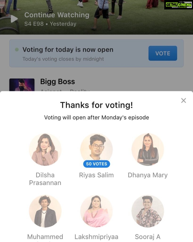 Jewel Mary Instagram - Today is the day ! Vote for Riyas ! The voice of change ! @riyas_salimm @asianet @bigg_boss_malayalam_season_4