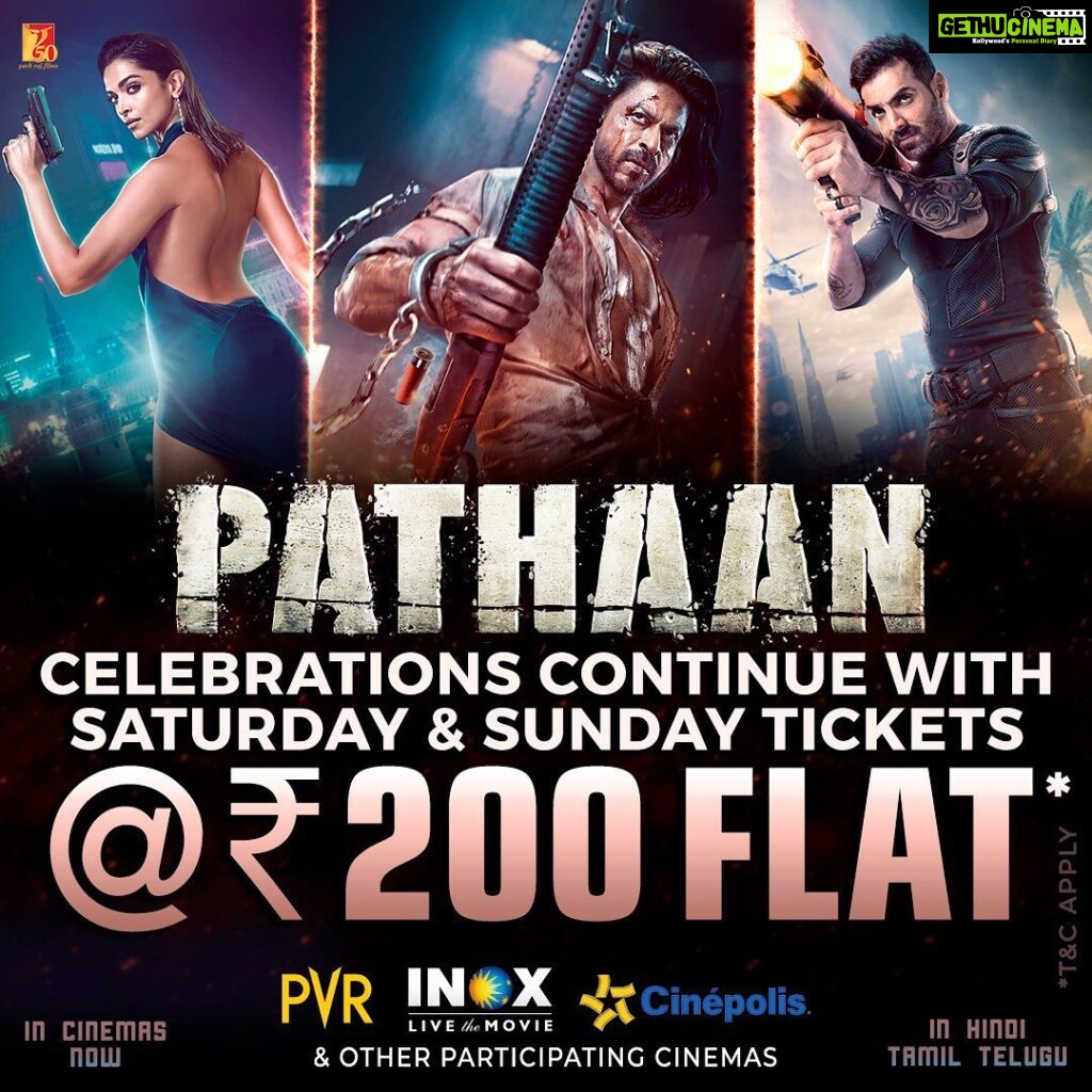 John Abraham Instagram - Thank you @yrf for giving people an opportunity to watch & rewatch our film again in cinemas at reduced ticket rates! ♥️♥️ . . #pathaan #PathaanDay @iamsrk |@deepikapadukone | #SiddharthAnand | @yrf