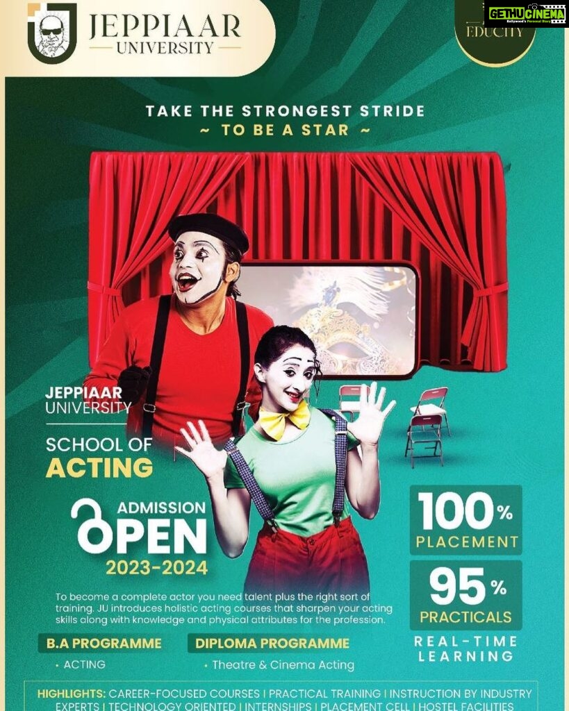 Kaali Venkat Instagram - Take the Next Step!! Build a Career in Acting on Stage and Screen.. Learn from Industry Experts at Jeppiaar University and get ready for the big stage in style. Admission Open for the Year 2023-24. For Details, Contact 9384843610.
