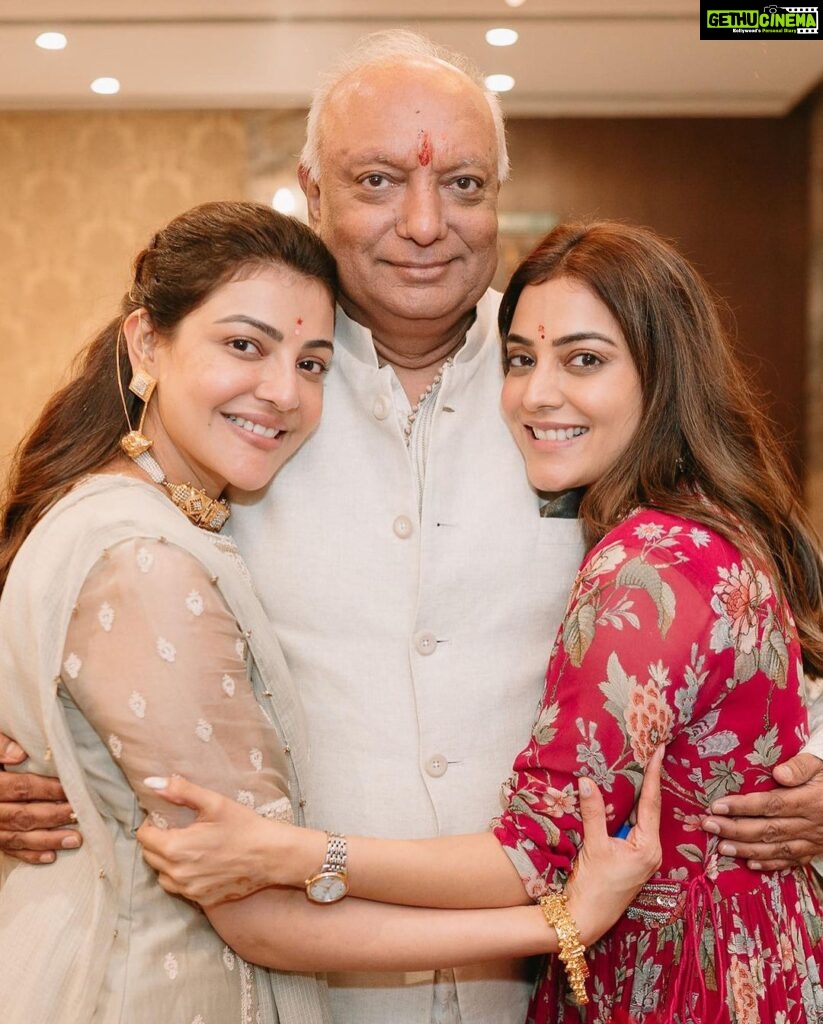 Kajal Aggarwal Instagram - Happiest Father’s Day papa ! What would we do without you 😍🤩❤ @suman.agg09 here’s striking our favourite pose, every time! 🤗🤗 @nishaaggarwal