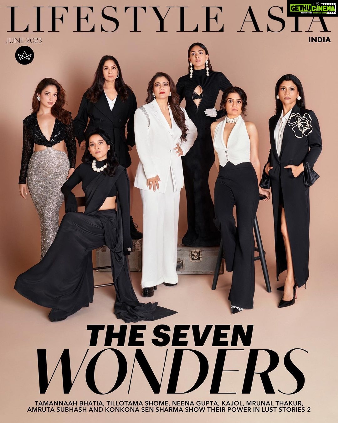 Kajol Instagram - You don't have to go around the world to find the 7 wonders of the world, find us on the cover of @lifestyleasiaindia @lsa.arena for @netflix_in 's Lust Stories 2β ππ₯° From L-R: @tamannaahspeaks @tillotamashome, @neena_gupta, @kajol @mrunalthakur, @amrutasubhash , @konkona Editor-in-Chief: Rahul Gangwani (@rahulgangs_) Photographer: The House of Pixels (@thehouseofpixels) Stylist: Mohit Rai (@mohitrai) Interview by Analita Seth (@analitaseth) and Mayukh Majumdar (@mayuxkh) Production: By The Gram (@by.the.gram) @rsvpmovies @flyingunicornfilms @ronnie.screwvala @ashidua @pashanjal