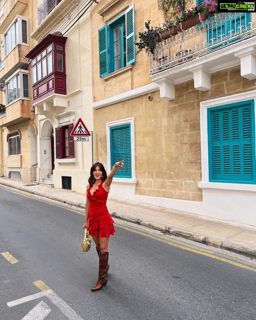 Karishma Sharma Instagram - Malta truly is a beautiful place, with its stunning architecture, picturesque streets, and crystal-clear waters. I had so much fun exploring its colorful streets and experiencing all that this amazing country has to offer, couldn’t stop smiling feeling the pure sunshine ☀️❤️ Many magical moments which I can’t wait to share with you guys soon 🥴🤫😍 Boots - @alohas Jewellery- @bloome.in Malta, Europe