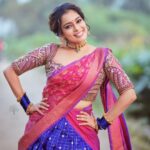 Keerthi shanthanu Instagram - Break the trends, put on traditional 🌸 For a pongal special show on @zeetamizh ✨ Half saree by @studio149 💜🌸 Jewellery by @jcsjewelcreations ✨ Photography by @rootzstudios ✨ Hairdo by @puii_c_ammy ✨ #traditional #halfsaree