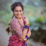 Keerthi shanthanu Instagram - Break the trends, put on traditional 🌸 For a pongal special show on @zeetamizh ✨ Half saree by @studio149 💜🌸 Jewellery by @jcsjewelcreations ✨ Photography by @rootzstudios ✨ Hairdo by @puii_c_ammy ✨ #traditional #halfsaree