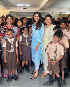 Krithi Shetty Instagram - Visited @devnarfoundationfortheblind and met these angels today…who were truly the most polite and brilliant kids I’ve ever seen….they were so happy and grateful for what they have 🌸 a lot to learn from them 💞 a huge shoutout to the true heroes Dr.Saibaba Goud and Mrs. Jyothi saibaba Goud for running this place so passionately…it was wonderful meeting you 🙏🏼 
(Last slide shows how happy they made Me feel 🌸)