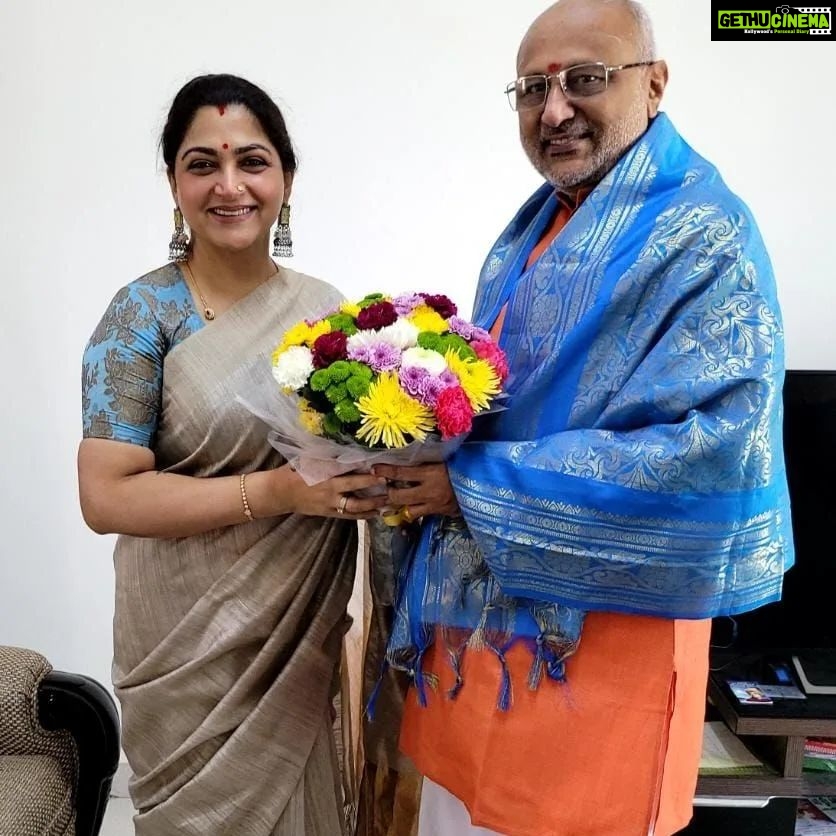 Kushboo Instagram - Met the Epitome of Sacrifice, altruism and unwavering commitment to dharma, Shri #CPRadhakrishnan avl and congratulated him on the gubernatorial appointment. The people of Jharkhand are lucky to have a selfless sevak as their new Governor.