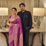 Kushboo Instagram - The man I love!! #SundarC adds on to the beauty when he is next to me.. 😍😍😍😘😘😘 Love for sarees! 💜💜💜💜