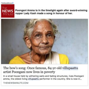 Lady Kash Instagram - And Poongani Amma's flag flies high again! Now it's time to take this momentum and push for real impact on a governmental level in Tamilnadu, India. I'm taking efforts to bring about changes in the criteria for rural or senior artistes such as Poongani Amma to be able to receive their deserving recognitions. Need all your blessings and support as we go forth with our efforts. You can reach me / my team via @akashikofficial.

Don't forget your roots.

Read full article on @thenewsminute website.

Villupaattu music video link in profile

#Villupaattu #PoonganiAmma #LadyKash #Rap #Sollisai #India #Desi #HipHop #Arts #Roots #Single #MusicVideo #Tamil #English #Fusion #Singapore #Chennai #Music #Culture #Heritage #Traditional #Poetry #Storytelling #Folk #Female #Rapper #Production #Release #AKASHIK