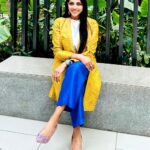 Lahari Shari Instagram - Tis the season to be singing and dancing.💛💙 Designer and Stylist : @adamohyd #festivevibes #festivalmood #frstivalsofindia #sankranti #lohri #happyday #flyinghigh Hyderabad