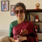 Lakshmy Ramakrishnan Instagram – #RetroMode , Two different events, decided to experiment , mix and match attires bought years back . #Reuse #Recycle