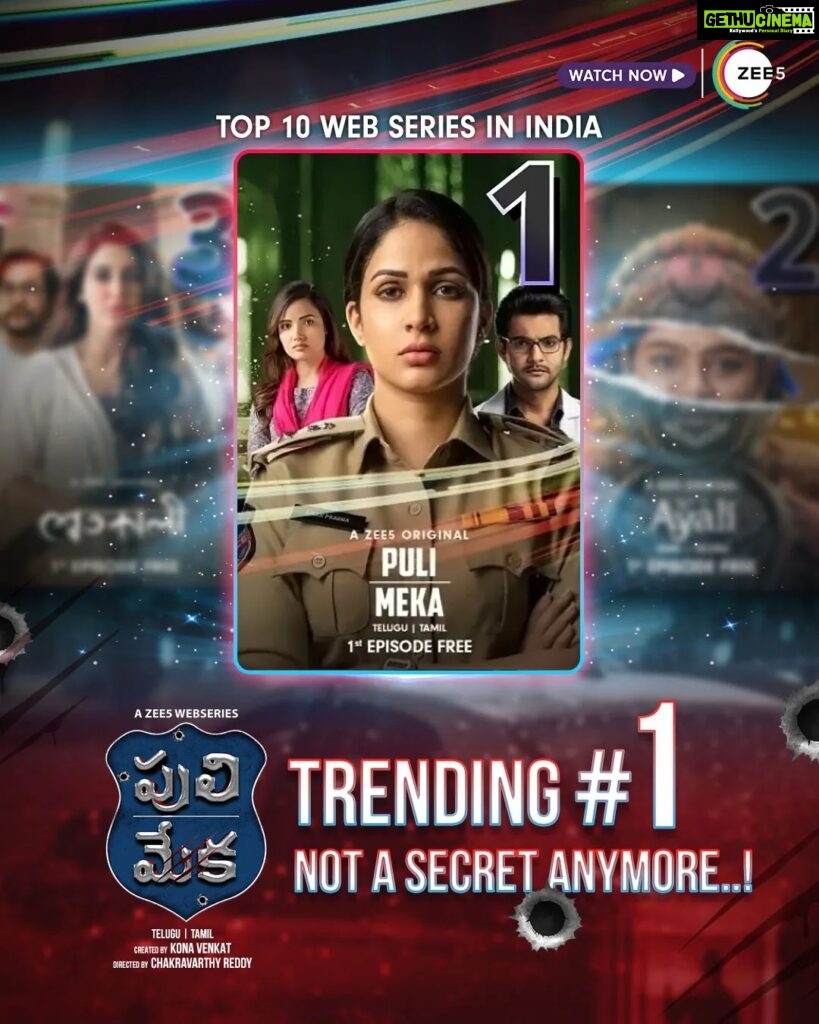 Lavanya Tripathi Instagram - Trending #1 in web series - India 🥳 #PuliMeka gets a BLOCKBUSTER OPENING!!! #PuliMekaOnZee5 - The Hunt Begins! WATCH NOW @itsmelavanya @aadipudipeddi @konavenkat @Konafilmcorp @jabardasth_avinash #Suman #Gopurajuramana @raja.chembolu #SaiSrinivas @sirihanmanth @imspandanaofficial @yourssonia @mr.noelsean @Chakrif1 @chotakprasad @upadrastasunitha #RamKMahesh @brahma_kadali @pravinlakkaraju @neeraja.kona #SreeJo #LavanyaTripathi