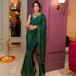 Lavanya Tripathi Instagram - Life is a party and I’m wearing green. . . Outfit- @perniaspopupshop #masaba Styled by - @aishurajeev_reddy Jewellery- @_artbysia_ 📸- @photopediabyazhar
