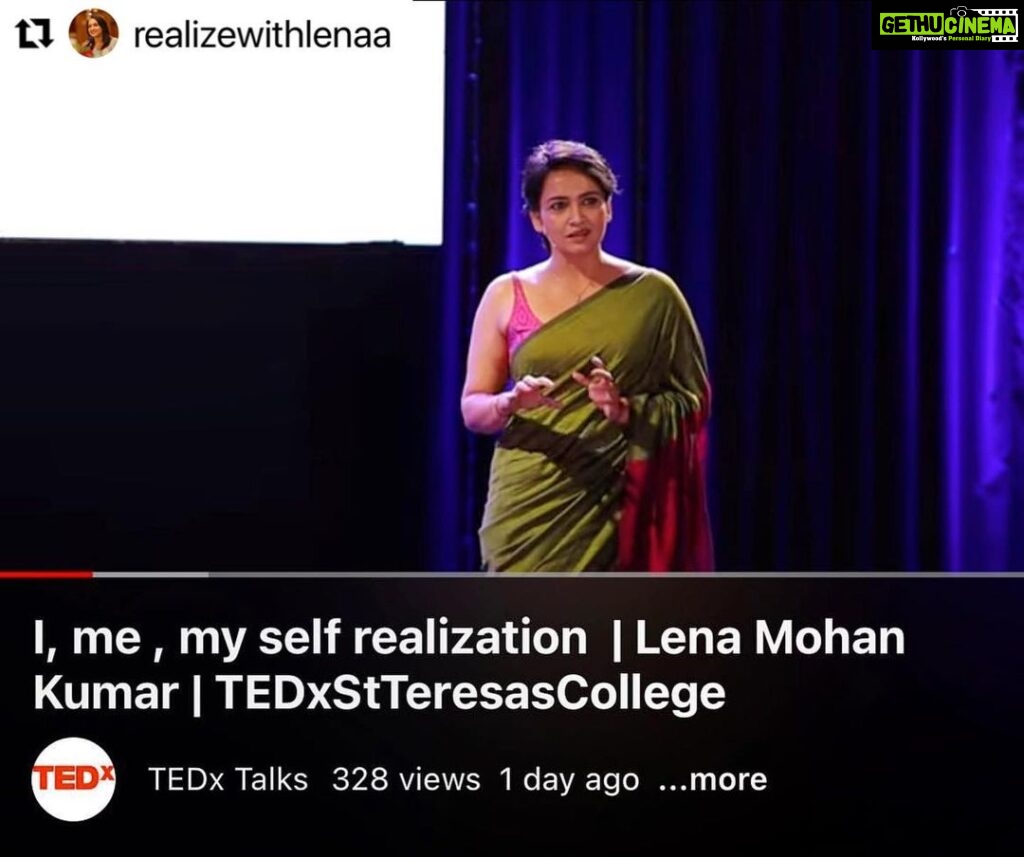 Lena Kumar Instagram - #Repost @realizewithlenaa with @use.repost ・・・ My first TEDx talk is now on the official channel. Please watch and send me feedback here ❤️. Link in story and bio #TED #TEDx #Talk #speaker #selfrealization #i #me #myself #awareness #love #Self #stteresascollege #kochi #kerala #india