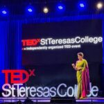 Lena Kumar Instagram - A whole new journey and adventure begins…!! Create Who you are one decision at a time 😊 #ted #tedx #tedxstteresascollege #talk #transform #live @tedxst_teresascollege @suta_bombay St. Teresa's College