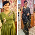 Lena Kumar Instagram - Every outfit brings out a different version of us. Thank you @fj.needle.art and @suta_bombay and @tinamohankumar for these versions of me 😊. #handembroidery #sari #blouse #outfits Kochi, India