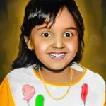 Lena Kumar Instagram - Thank You @sujith_kj21 for this digital painting of my childhood pic taken by my dad @mohankumarthathampilly #childhood #memories #digitalart