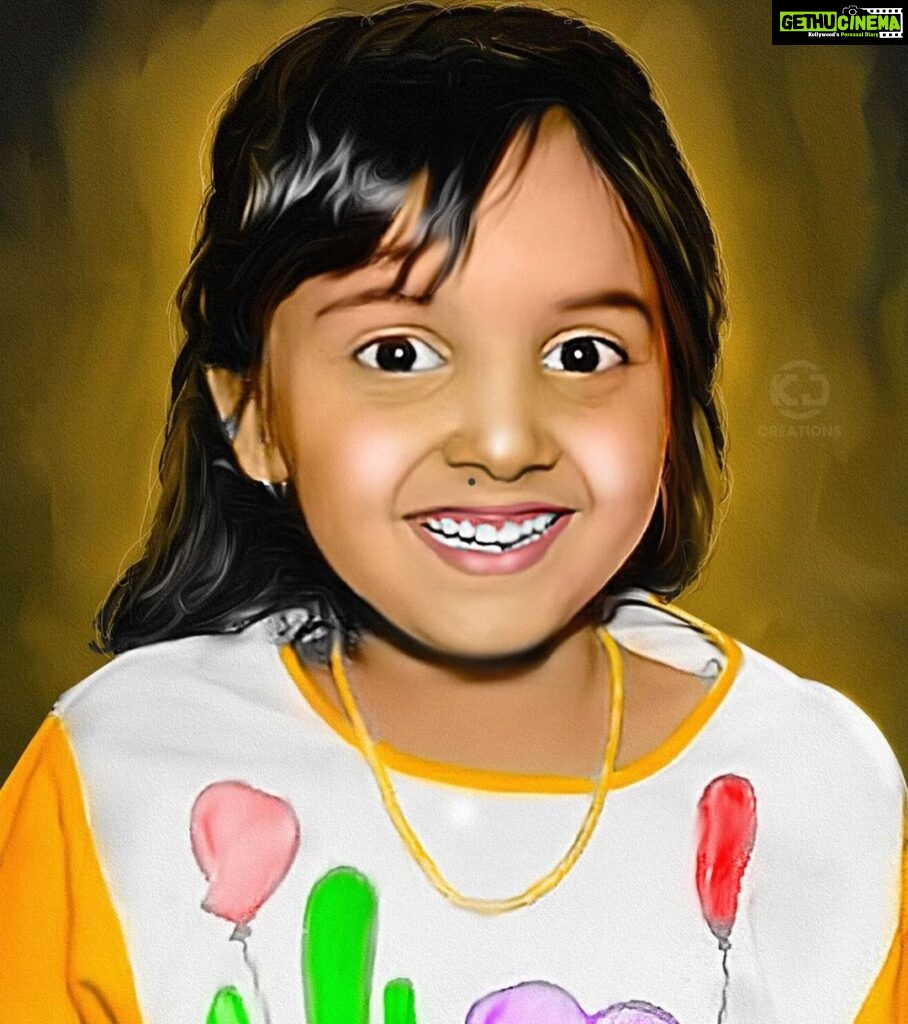 Lena Kumar Instagram - Thank You @sujith_kj21 for this digital painting of my childhood pic taken by my dad @mohankumarthathampilly #childhood #memories #digitalart