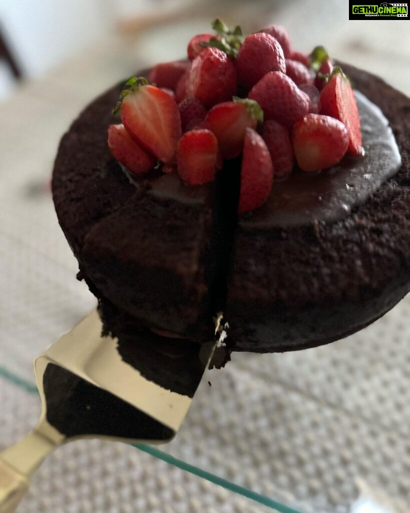 Lena Kumar Instagram - Strawberry-dark chocolate cake …. By @tinamohankumar #birthday #cake #celebrations #live #life #joy #love #strawberry #chocolate #❤ pic @mohankumarthathampilly