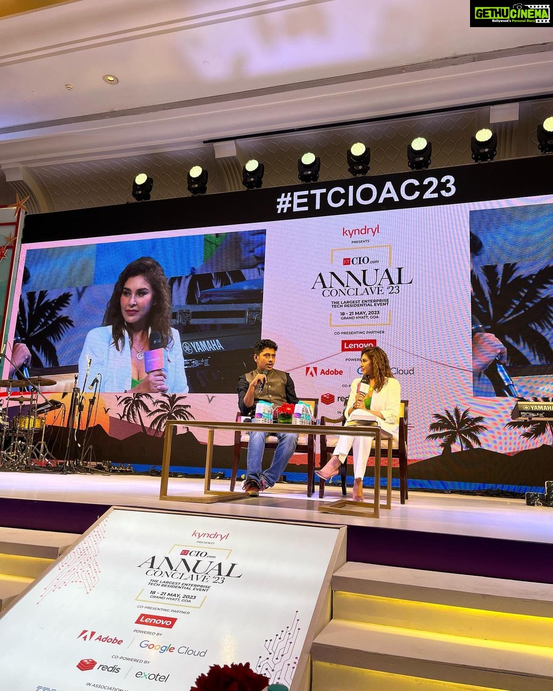 Lisa Ray Instagram - Thank you @et_cio for inviting me to your annual conclave and @anirbanrchoudhury for hosting a wonderful fireside chat. @et_cio provides a great platform to connect CIOs from across India and to compare notes on the rate of digital transformation in organisations and the world, the complexity of emerging tech and the attempt to prioritise human centric solutions among other topics. I love the opportunity to talk about my personal journey, while connecting the dots between failure and achievement, the importance of mental health as a leader and of course I blabbed on about blockchain art and @theupsidespace Thanks @grandhyattgoa for hosting.