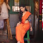Lisha Chinnu Instagram - 🧡🍁🌺 . . . Photographer @gk_.photography._ Muah @yolo.offl @pavash_ Costume @labelswarupa #saree #southindianactress #model #chennai #tamilponnu #chennaifashion #modelling #tamilcinema #tamilnadu Chennai, India