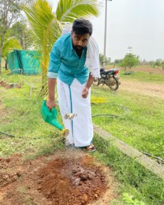 M. Sasikumar Instagram - I've accepted #HaraHaiTohBharaHai #GreenindiaChallenge 
from actor #jayaprakash sir Planted 3 saplings. Further I am nominating @thondankani @yours_anjali  @nikhilavimalofficial 
to plant 3 trees & continue the chain 👍spl thanks to @MPsantoshtrs garu for taking this intiate 
#green