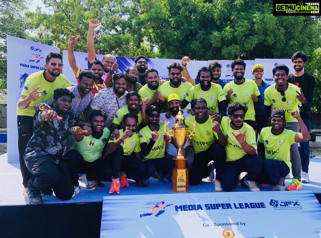 Ma Ka Pa Anand Instagram - #mediasuperleague🏏💚Once a champion Always a Champions 🤩🏆We did it again 🤩🥳🔥 Remember the Name #silksmitha 💚More to come🥳🙌 Chennai, India