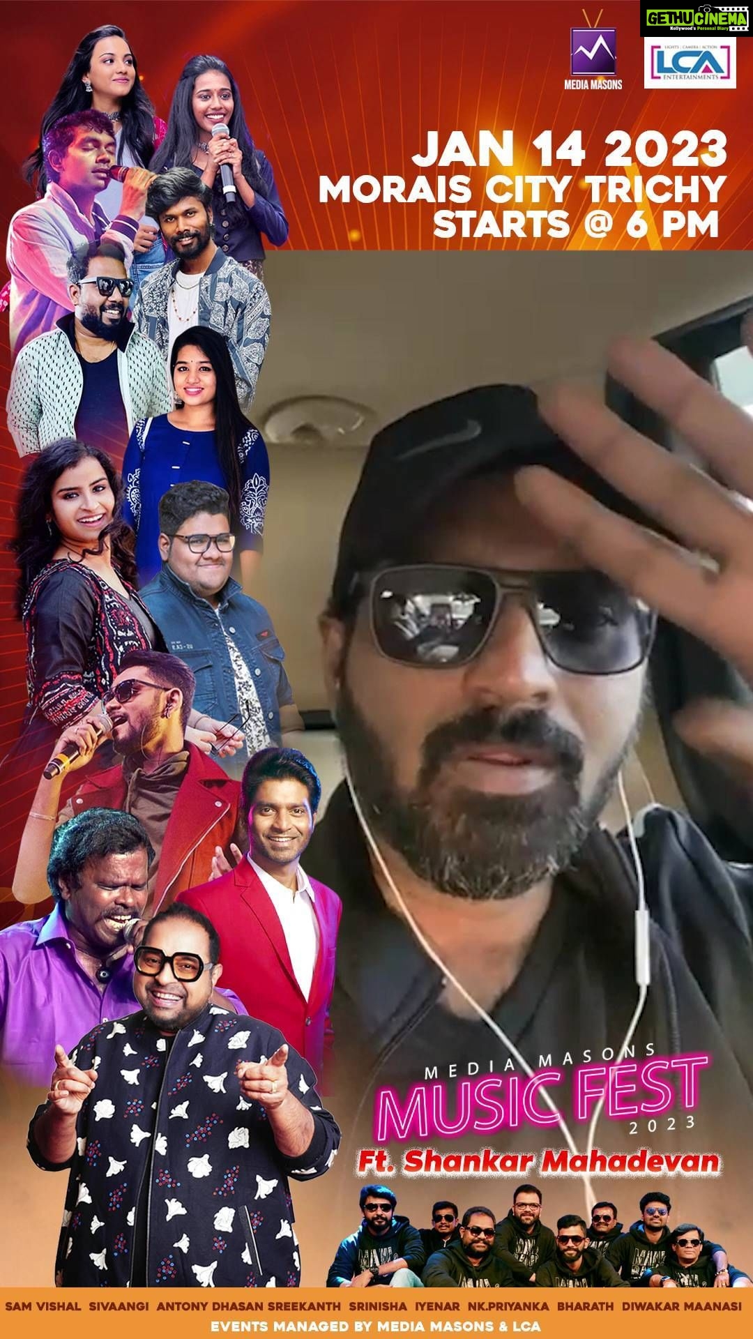 Ma Ka Pa Anand Instagram - Media Masons Music Fest in Trichy on 14th Jan 2023. The live-wire of Indian music industry, the legendary Mr.Shankar Mahadevan @shankar.mahadevan would be performing along with our young battalion of sensational singers. Our dear @makapa_anand invites you to the mega music fest. Book your tickets on bookmyshow or Paytm insider. Link is in bio❤️ . . #musicfestival #musicfest #liveconcert #makapa #makapaanand #trendingreels #trendingnow#musicshow #mediamasons #2023 #trichy #mediamasonsmusic #mmoriginals #mm