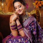 Madalsa Sharma Instagram - Bloom where you are planted💜💁‍♀️ Shoot Concept & Designed By :- @nehaadhvikmahajan @bridalsbynam . 💄MUA , Hair & Styling :- @nehaadhvikmahajan . 📸 :- @abhay_r_kirti . 🥻Saree :- @kankatala_ . 💍Jewelery :- @pooja_diamond . Bridal Accessories:- @omsons_bridal_store
