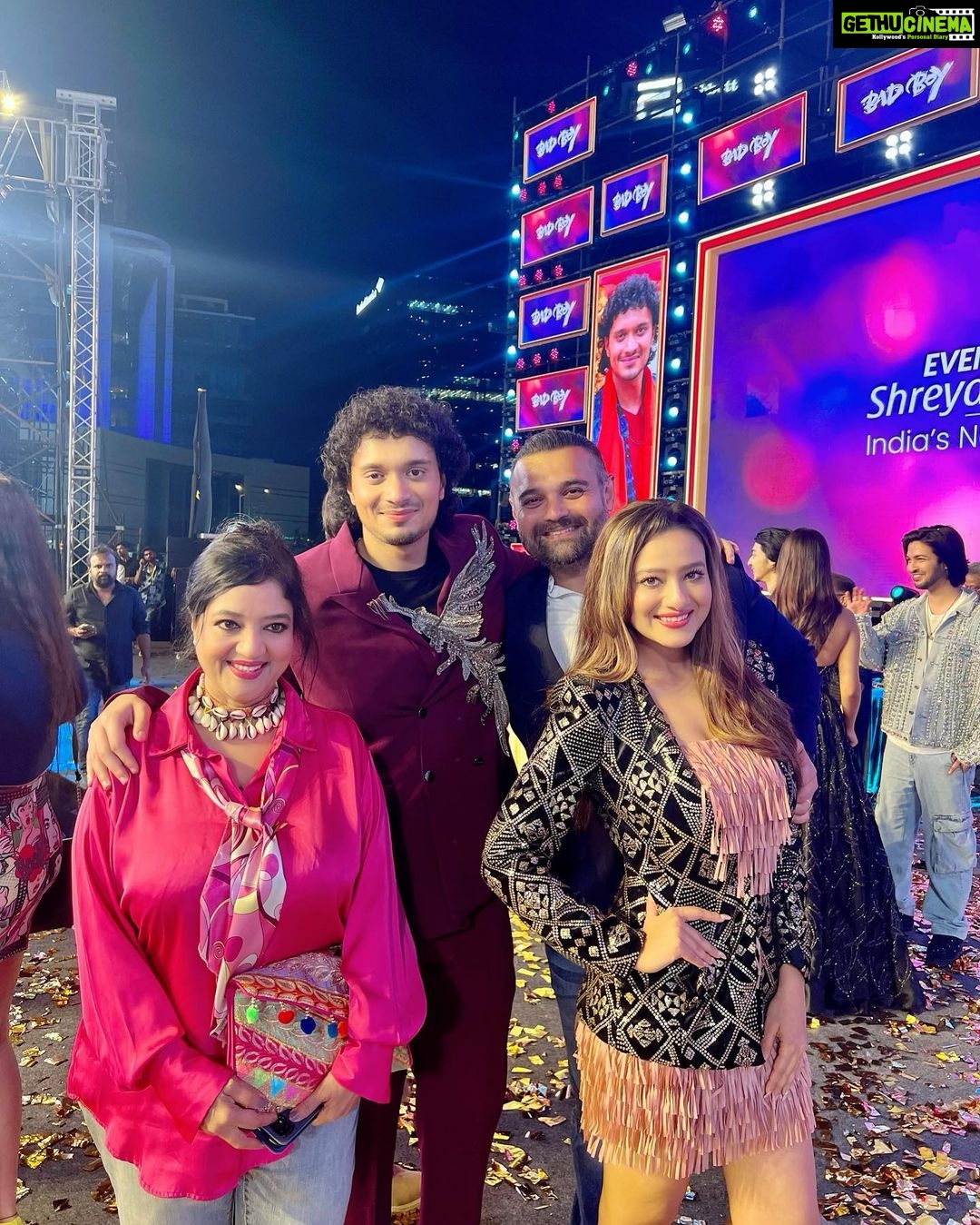 Madalsa Sharma Instagram - About last night✨ At the pre release event of “Bad Boy” ❤️ My super talented Nama @namashi_chakraborty and @amrinqureshi99 wish you all the success for “Bad Boy” 🎉 “Bad Boy” in theatres 28th April.💕 📸 @quiien #BadBoy #mustwatch #namashichakraborty #aboutlastnight