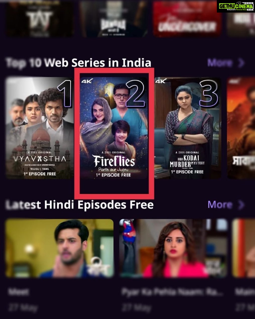 Madhoo Instagram - #fireflies on @zee5 streaming