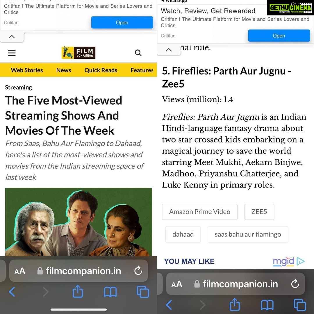Madhoo Instagram - 5 most watched on OTT @ no5 it’s #fireflies Parth aur Jugnu @amrit_walia111 @firefliesparthaurjugnu @davehitesh4878 @priyanshuchatterjee @zoieakhtar @varun_kapoor29 @meetmukhi_in @hemant.gaba @animeshpverma @zee5