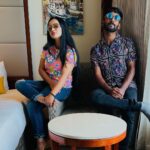 Malavika Krishnadas Instagram - Chin up Bud🕸🫵 Dont swipe for our alter egos😂❤️ Outfit courtesy : @pepejeansindia @splashfashions @lifestylestores @guess Pc: Auntyji for suffering our double torture😂🥹 💗 #ootd Crowne Plaza Kochi