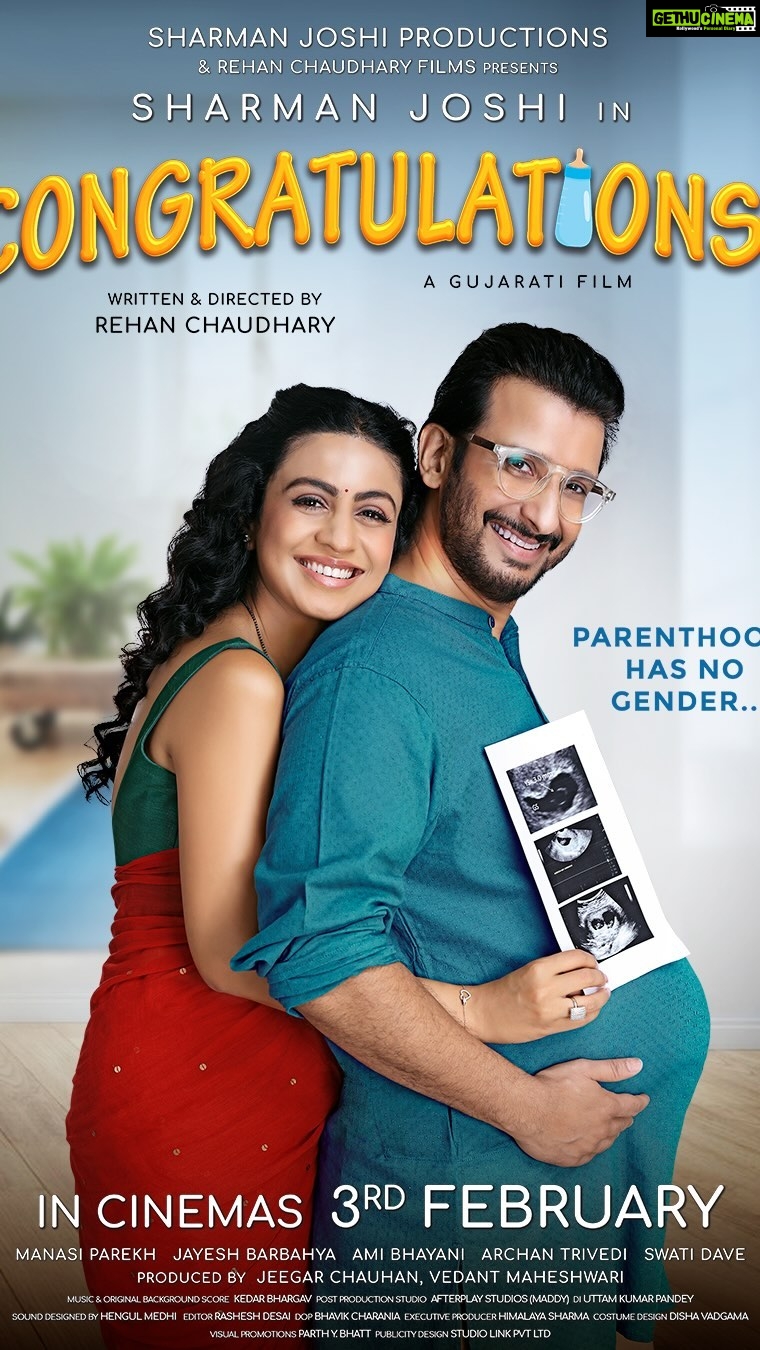 Manasi Parekh Instagram - Presenting the official trailer of #Congratulations.๐ผ Experience the most unexpected journey..!!๐ซ๐ป ๐ ๐๐ฎ๐ฃ๐๐ซ๐๐ญ๐ข ๐
๐ข๐ฅ๐ฆ. In Cinemas 3rd February. Written & Directed by:- @rehan.chaudhary_ Produced by :- @jeegar.chauhan & @vedant300582 Starring:- @sharmanjoshi, @manasi_parekh, @barbhaya_jayeshs, @amebhayani , @archan.trivedi , @swatidave02 , @mehool_desai , @officialvidhichitalia @rehanchaudharyfilms @kedarandbhargav @dr.kedar @bhargav_purohit @afterplaystudios @rashesh_desai_ @bhavikcharaniadop @disha_vadgama @dvfashionstudio @parth.y.bhatt_ @studio_link @pratik2711 @vrattinighadge @blowhornmedia @birenbagadia_official @kalpeshbeit #OfficialTrailer #SharmanJoshi #ManasiParekh #RehanChaudhary #SharmanJoshiProductions #RehanChaudharyFilms #CongratulationsOn3rdFeb #Parenthood #gujaratifilm