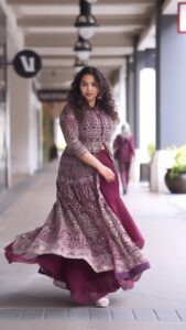 Manisha Eerabathini Instagram - 👗: @zarihouseoffashion 😍 Jhumkas: @mayra_silver_jewelry Video Shot By: @storiesbyrampalli Edit: Me 💁🏻‍♀️ Santana Row