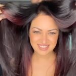 Maryam Zakaria Instagram - A perfect hair transformation at @sameersalmani The vegan Plastia hair treatment have made my freeze hair smooth and shiny. I Just love the red highlights , I even can curl my hair and it looks fabulous 😍 100% Vegan experience & cruelty free. For appointment call on 8108160716. Free formula Formaldehyde Free Salt Free Paraben Free Hypoallergenic perfume (Wild Vanilla smell during the ongoing process) Benefits No chemicals. Vegan Plastia hair treatment. Smooth, frizz free, Natural straight Upto 80%, Long lasting Upto 4 to 5 month. Makes your hair easy to wear look @sameersalmanitheartist @erayba.india #hairsmoothing #highlights #reelitfeelit #maryamzakaria #sameersalmanitheartist #bandrasalon #veganplastia #vegancolorplex #sameersalmani #explore #saloon