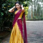 Meenakshi Anoop Instagram - Classic🤎 Stylist and designer : @doms.2010 Costume: @pranatistyles Hair: @rathybaiju_mua jewellery: @anokhi_priyakishore Photography: @imagiophotography_official