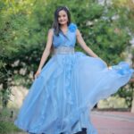 Meenakshi Anoop Instagram - Feel the sky☁️ Stylist and designer : @doms.2010 Costume: @stitch_n_fit Hair: @rathybaiju_mua jewellery: @anokhi_priyakishore Photography:@3leaf_photography