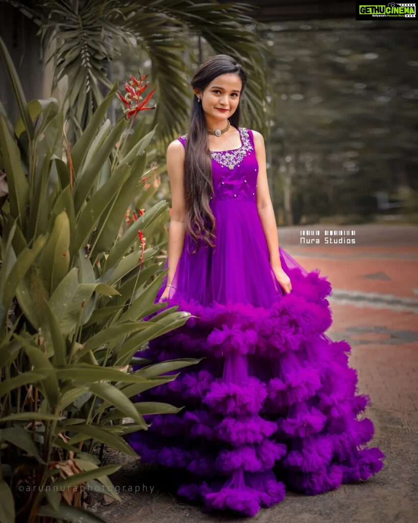 Meenakshi Anoop Instagram - Violet or purple🦋 Stylist and designer : @doms.2010 Costume: @nova_fashion_boutique_by_brind Jewellery: @anokhi_priyakishore Photography: @nura_stories