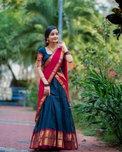 Meenakshi Anoop Instagram - Dhavani 💕

Stylist and designer : @doms.2010 
Costume: @pranatistyles
 Hair: @rathybaiju_mua
jewellery: @anokhi_priyakishore
Photography: @imagiophotography_official