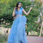 Meenakshi Anoop Instagram - Feel the sky☁️ Stylist and designer : @doms.2010 Costume: @stitch_n_fit Hair: @rathybaiju_mua jewellery: @anokhi_priyakishore Photography:@3leaf_photography